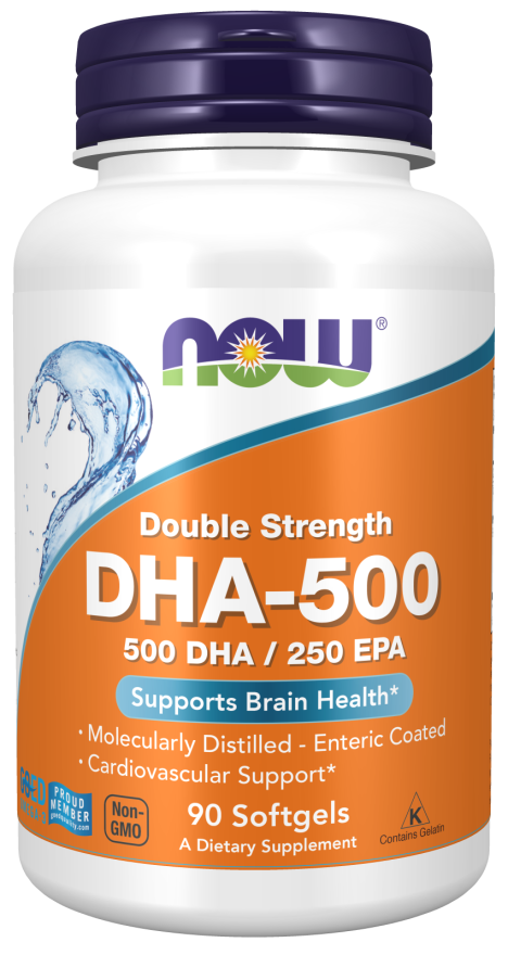 NOW DHA-500 Fish Oil, Double Strength Softgels