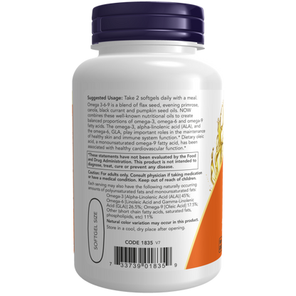 NOW Omega 3-6-9 1000mg Softgels