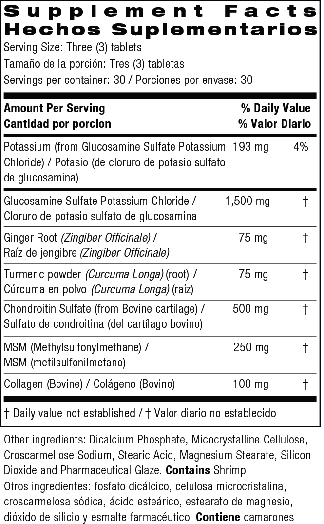 Bio Nutrition Advanced Glucosamine/Chondroitin/MSM And Turmeric, Ginger & Collagen